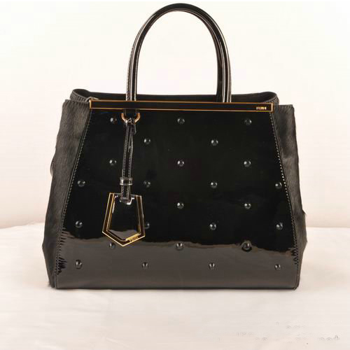 F2552M Fendi 2Jours Patent Leather Tote Bag Crini F2552M Bla